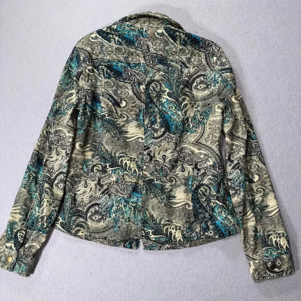 Earthy Retro Boho Stretch Jacket Small Edgy Rocker Classic Versatile Casual Arts